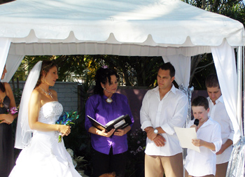 Riley read a poem he wrote for David & Melinda's Wedding at their Mermaid Waters home on the Gold Coast with Marry Me Marilyn